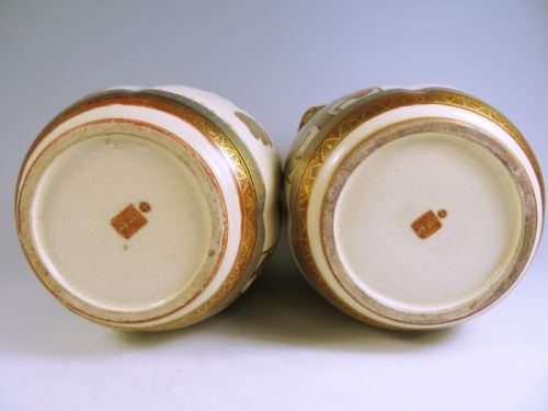 PAIR JAPANESE LOBED SATSUMA VASES DAIMYO PROCESSION - ADDITIONAL PHOTO 9