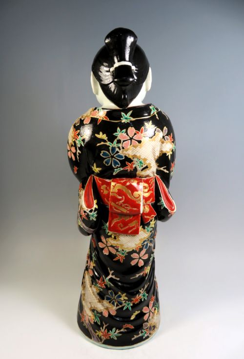 LARGE JAPANESE KUTANI POTTERY FIGURE OF OKAME - ADDITIONAL PHOTO 3