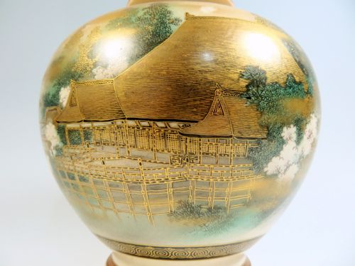 JAPANESE SATSUMA POTTERY VASE OF KIYOMIZU DERA - ADDITIONAL PHOTO 1
