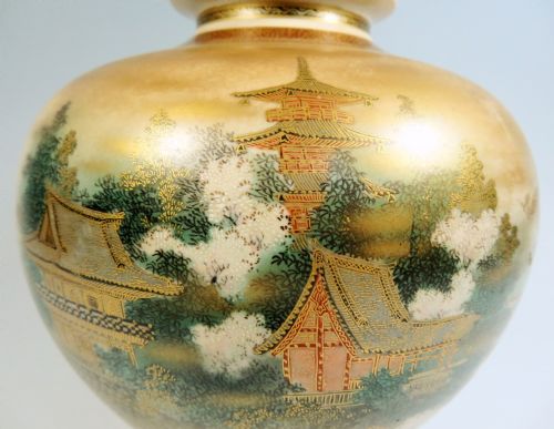 JAPANESE SATSUMA POTTERY VASE OF KIYOMIZU DERA - ADDITIONAL PHOTO 6