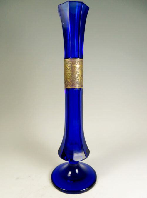 BLUE MOSER GLASS VASE AMAZONIAN WOMEN FRIEZE C1920S - ADDITIONAL PHOTO 3