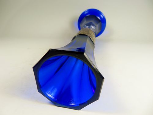 BLUE MOSER GLASS VASE AMAZONIAN WOMEN FRIEZE C1920S - ADDITIONAL PHOTO 6