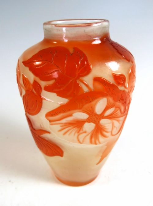 EMILE GALLE FIRE POLISHED CAMEO GLASS VASE - ADDITIONAL PHOTO 1