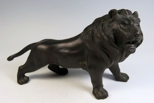 japanese meiji period bronze lion okimono - CATEGORY: ANTIQUE METAL - DATED 1890