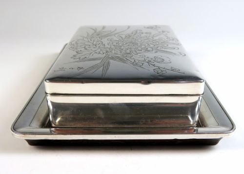JAPANESE MEIJI PERIOD SILVER BOX AND TRAY - ADDITIONAL PHOTO 3