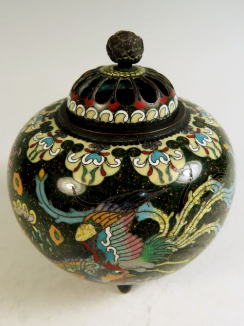 JAPANESE MEIJI PERIOD CLOISONNE ENAMEL KORO - ADDITIONAL PHOTO 1