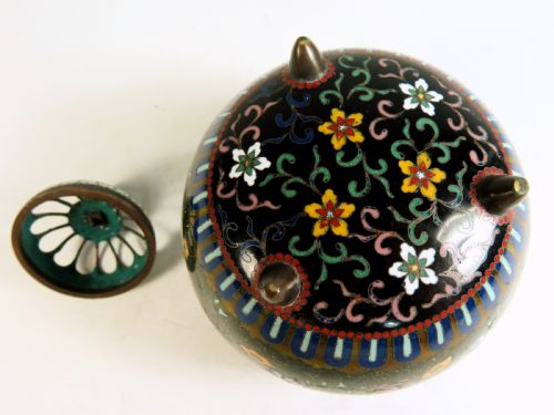 JAPANESE MEIJI PERIOD CLOISONNE ENAMEL KORO - ADDITIONAL PHOTO 8