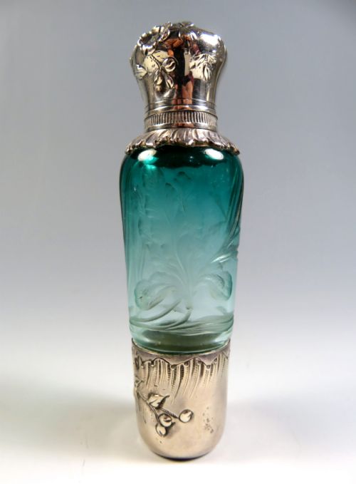 daum glass scent bottle with silver mounts - CATEGORY: ANTIQUE GLASS - DATED 1900