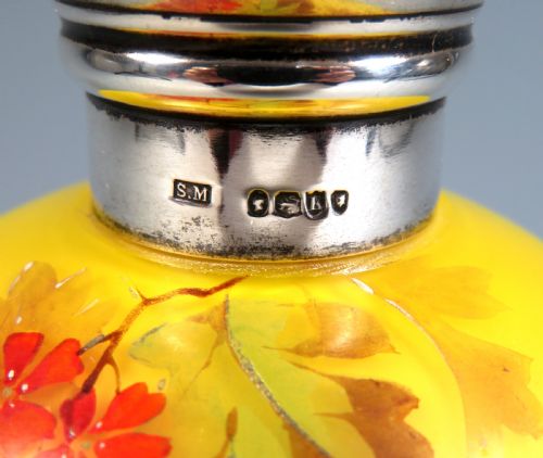 LARGE THOMAS WEBB SILVER TOPPED GLASS SCENT BOTTLE - ADDITIONAL PHOTO 4