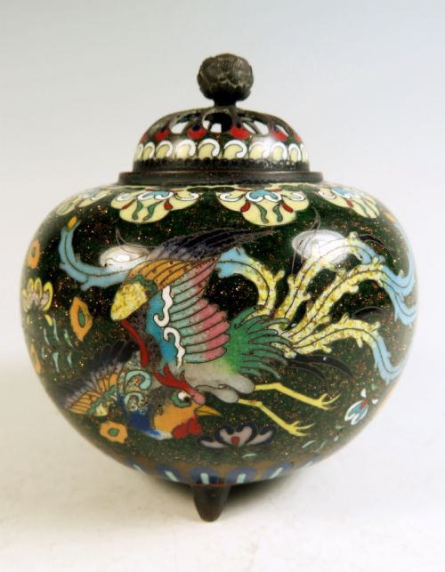 japanese meiji period cloisonne enamel koro - CATEGORY: ANTIQUE METAL - DATED 1900