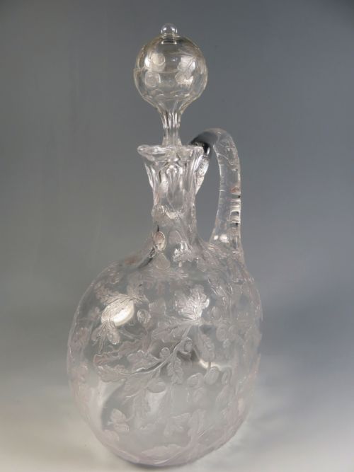 THOMAS WEBB CLEAR CAMEO GLASS ACORN CLARET JUG - ADDITIONAL PHOTO 2