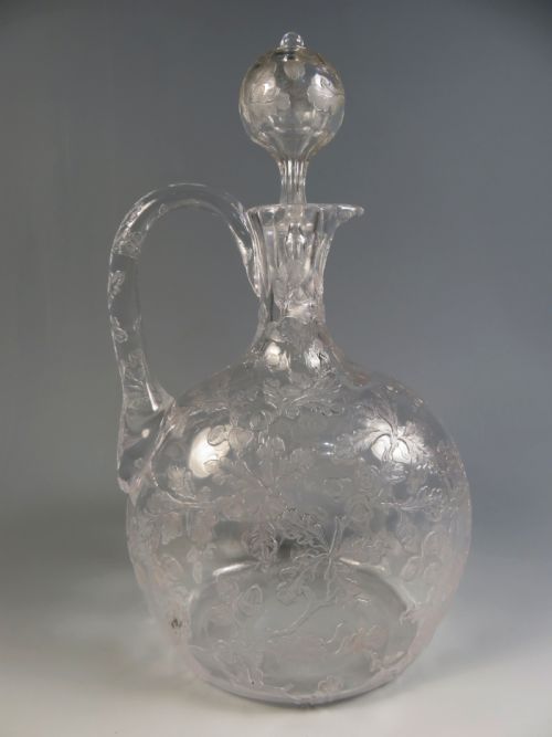 THOMAS WEBB CLEAR CAMEO GLASS ACORN CLARET JUG - ADDITIONAL PHOTO 3