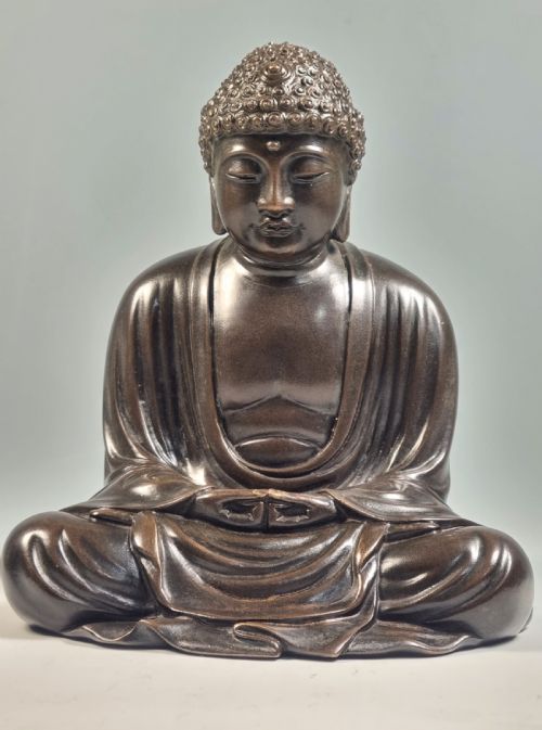 JAPANESE MEIJI PERIOD BRONZE OKIMONO OF THE GREAT BUDDHA OF KAMAKURA - ADDITIONAL PHOTO 4