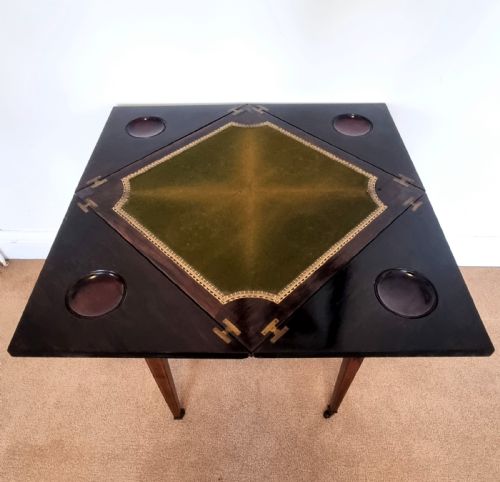 VICTORIAN INLAID ROSEWOOD ENVELOPE CARD TABLE - ADDITIONAL PHOTO 6