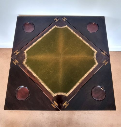 VICTORIAN INLAID ROSEWOOD ENVELOPE CARD TABLE - ADDITIONAL PHOTO 7