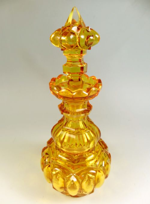 large bohemian amber glass scent bottle - CATEGORY: ANTIQUE GLASS - DATED 1860