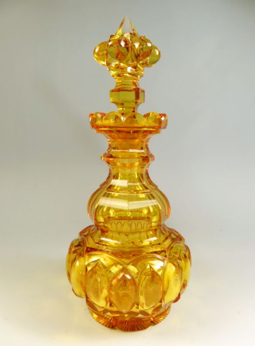 LARGE BOHEMIAN AMBER GLASS SCENT BOTTLE - ADDITIONAL PHOTO 1
