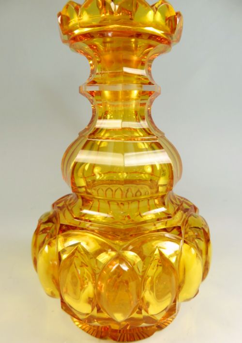 LARGE BOHEMIAN AMBER GLASS SCENT BOTTLE - ADDITIONAL PHOTO 2