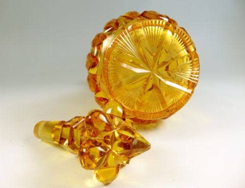 LARGE BOHEMIAN AMBER GLASS SCENT BOTTLE - ADDITIONAL PHOTO 5