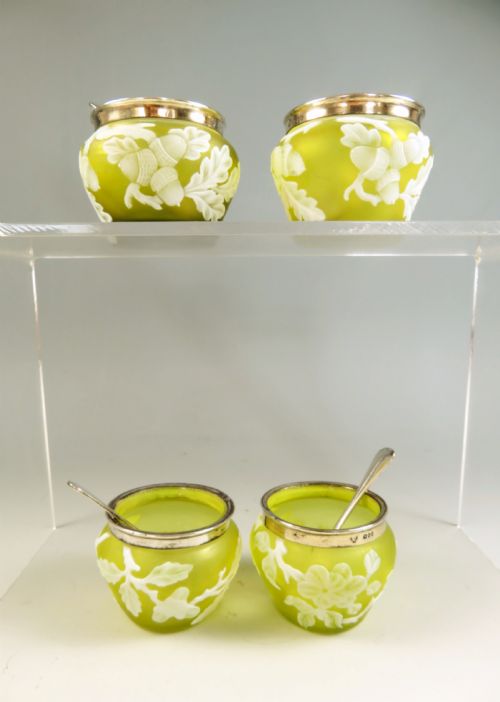 BOXED SET OF 4 THOMAS WEBB CAMEO GLASS SALTS - ADDITIONAL PHOTO 3