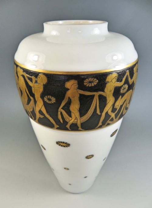 HAIDA WHITE GLASS VASE WITH CAMEO FRIEZE - ADDITIONAL PHOTO 1