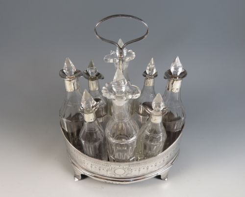 GEORGIAN HALLMARKED SILVER 8 BOTTLE CRUET SET - ADDITIONAL PHOTO 1