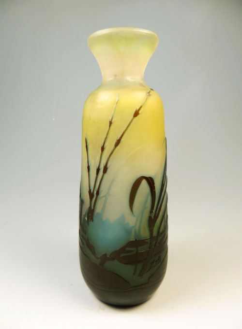 galle aquatic cameo glass vase - CATEGORY: ANTIQUE GLASS - DATED 1910