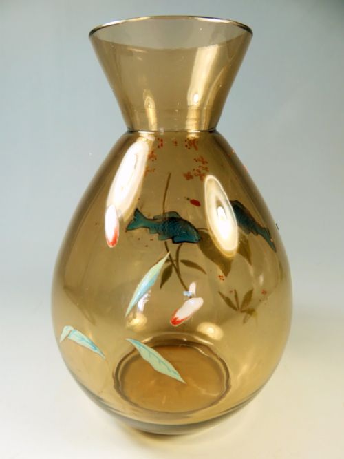 HARRACH APPLIED AND ENAMEL GLASS FISH VASE - ADDITIONAL PHOTO 3