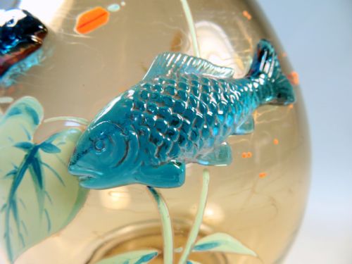 HARRACH APPLIED AND ENAMEL GLASS FISH VASE - ADDITIONAL PHOTO 5