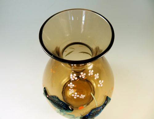 HARRACH APPLIED AND ENAMEL GLASS FISH VASE - ADDITIONAL PHOTO 6