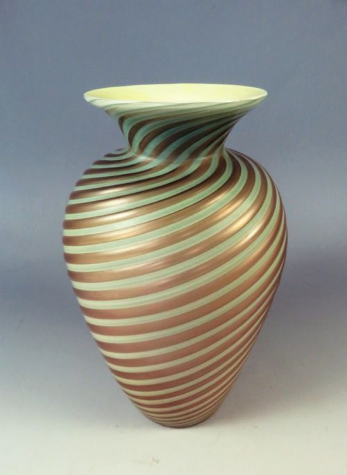 stevens and williams pompeian swirl verre de soie glass vase - CATEGORY: ANTIQUE GLASS - DATED 1880