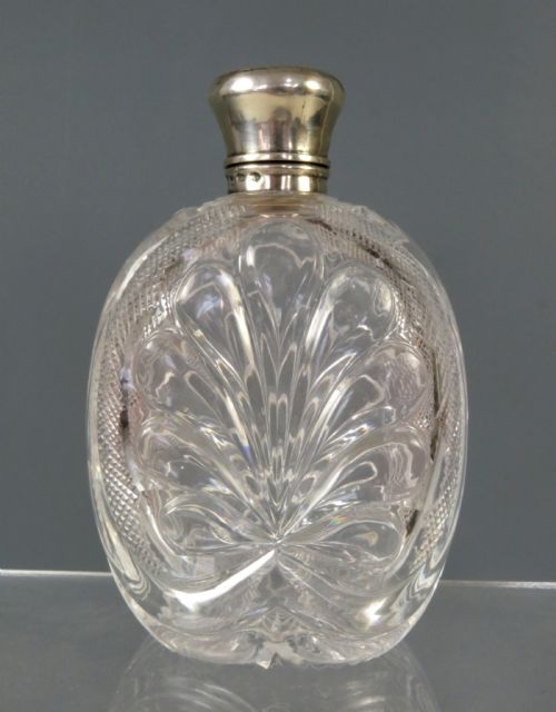 stevens and williams cut glass silver mounted scent bottle saunders and shepherd - CATEGORY: ANTIQUE SILVER - DATED 1900