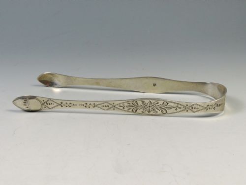 1798 HALLMARKED SILVER BRIGHT CUT SUGAR TONGS BY BATEMAN - ADDITIONAL PHOTO 4