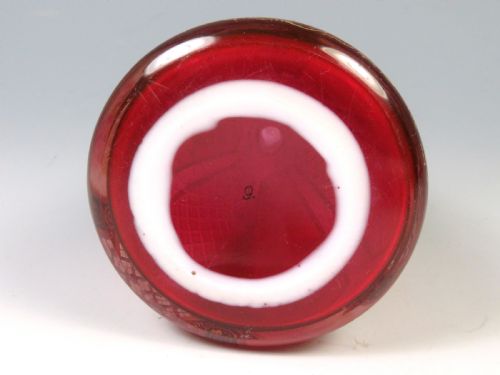 VICTORIAN BOHEMIAN CASED CRANBERRY GLASS FLORAL VASE - ADDITIONAL PHOTO 5
