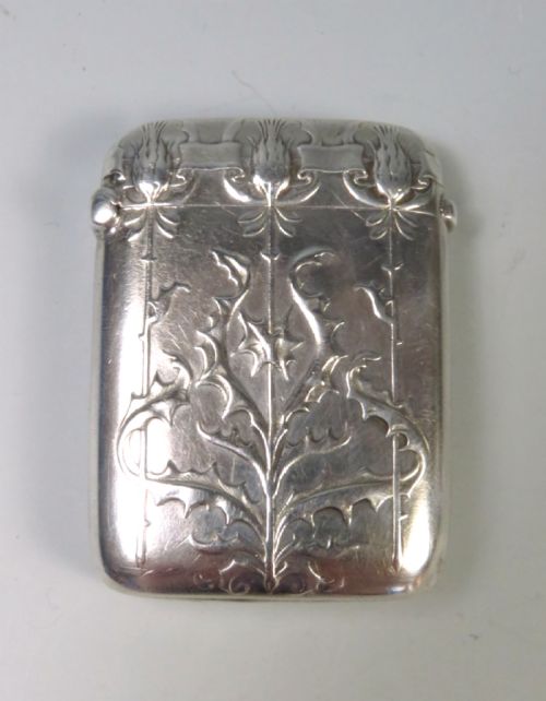 french art nouveau silver sea holly vesta case - CATEGORY: ANTIQUE SILVER - DATED 1900