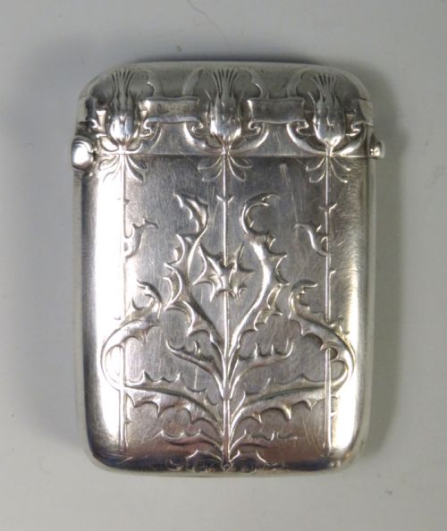 FRENCH ART NOUVEAU SILVER SEA HOLLY VESTA CASE - ADDITIONAL PHOTO 1