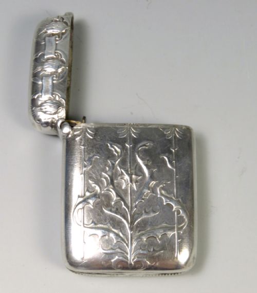 FRENCH ART NOUVEAU SILVER SEA HOLLY VESTA CASE - ADDITIONAL PHOTO 4