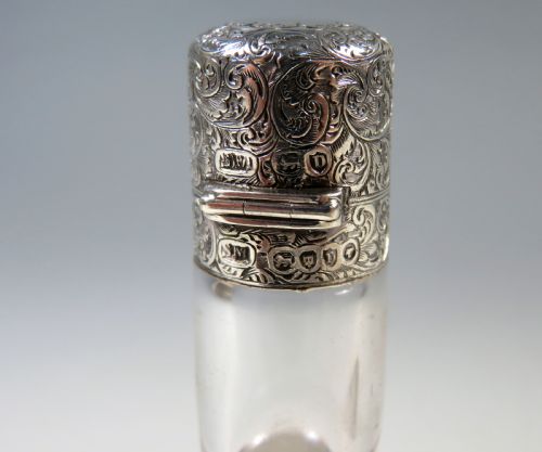 ANTIQUE SAMPSON MORDAN SILVER GLASS DOUBLE ENDED SCENT BOTTLE 1879 - ADDITIONAL PHOTO 5