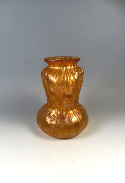 antique art nouveau loetz glass orange astglas vase - CATEGORY: ANTIQUE GLASS - DATED 1900