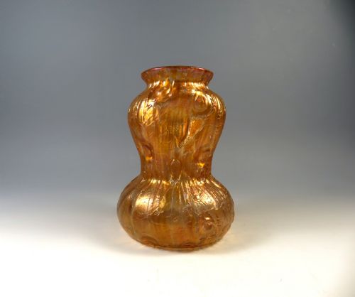 ANTIQUE ART NOUVEAU LOETZ GLASS ORANGE ASTGLAS VASE - ADDITIONAL PHOTO 1