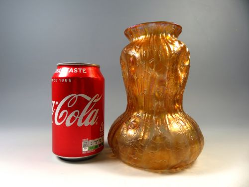 ANTIQUE ART NOUVEAU LOETZ GLASS ORANGE ASTGLAS VASE - ADDITIONAL PHOTO 7