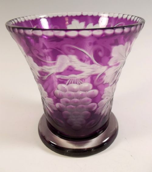 STEVENS AND WILLIAMS AMETHYST INTAGLIO CUT GLASS VASE - ADDITIONAL PHOTO 1