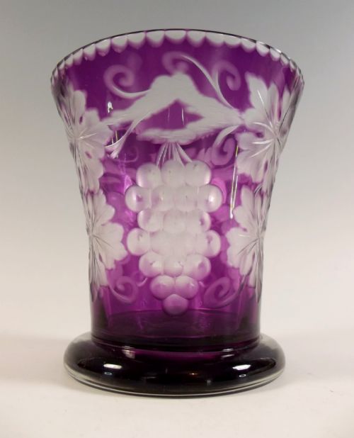 STEVENS AND WILLIAMS AMETHYST INTAGLIO CUT GLASS VASE - ADDITIONAL PHOTO 2