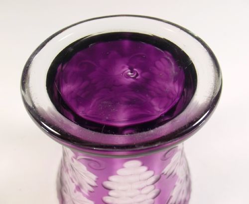 STEVENS AND WILLIAMS AMETHYST INTAGLIO CUT GLASS VASE - ADDITIONAL PHOTO 5