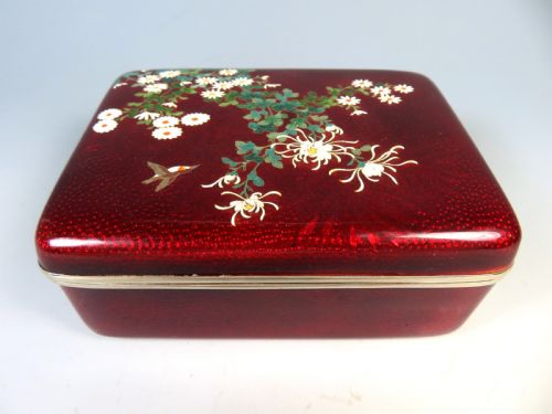 JAPANESE PIGEON BLOOD CLOISONNE ENAMEL BOX AND COVER - ADDITIONAL PHOTO 6