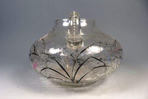 BOHEMIAN FRITZ HECKERT CRACKLE GLASS VASE WITH ENAMEL DECORATION - ADDITIONAL PHOTO 2
