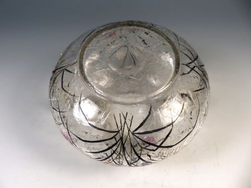 BOHEMIAN FRITZ HECKERT CRACKLE GLASS VASE WITH ENAMEL DECORATION - ADDITIONAL PHOTO 5