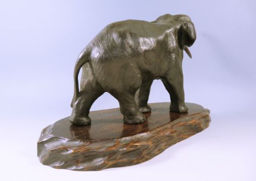 JAPANESE BRONZE MEIJI PERIOD ELEPHANT OKIMONO ON STAND - ADDITIONAL PHOTO 7