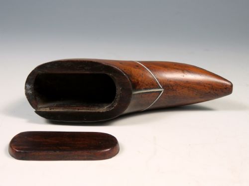 ANTIQUE GEORGIAN CARVED TREEN SHOE SNUFF BOX - ADDITIONAL PHOTO 6