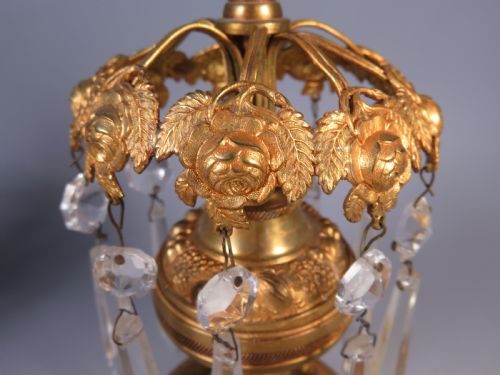 ANTIQUE PAIR OF REGENCY GILT BRONZE CANDLESTICK LUSTRES - ADDITIONAL PHOTO 2